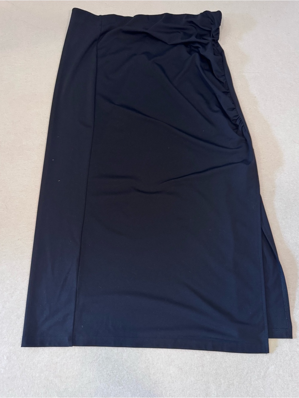 Black Side-Ruched Midi Skirt, Minimalist, Capsule, Wardrobe Staple, Day to Night